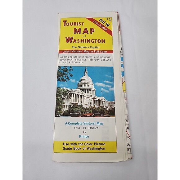 Vintage Color Edition Washington DC City Street Travel Road Map-B36 - Picture 1 of 6